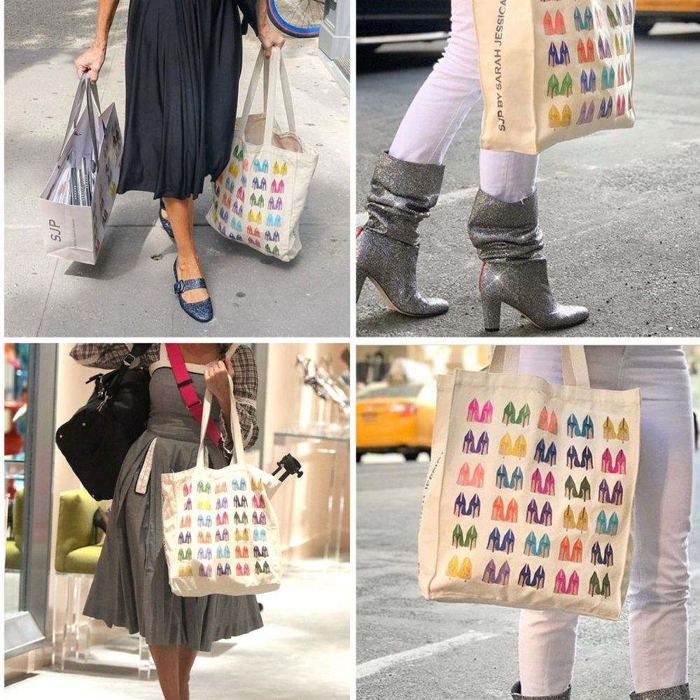SJP by Sarah Jessica Parker NWT Tote Bag with Colorful heel Stiletto Shoe Print